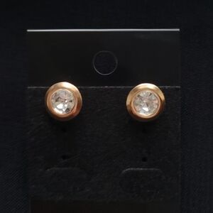 Bezel Set Rhinestone Button Earrings